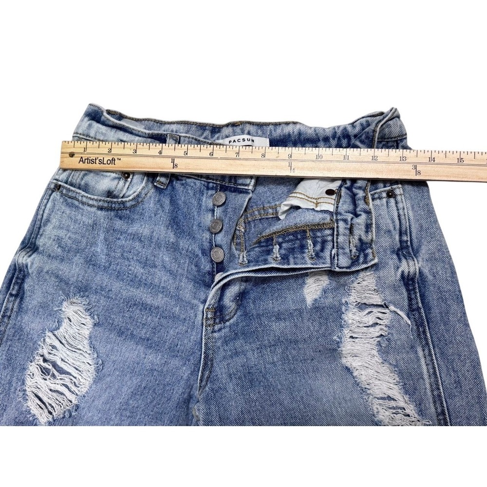PacSun Baggy Jean Womens Size 25 Blue Distressed Ripped High Waisted Wide Leg - Picture 4 of 8